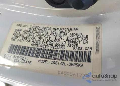 2012 Toyota Corolla S из США, поврежденный, VIN 5YFBU4EE9CP059356